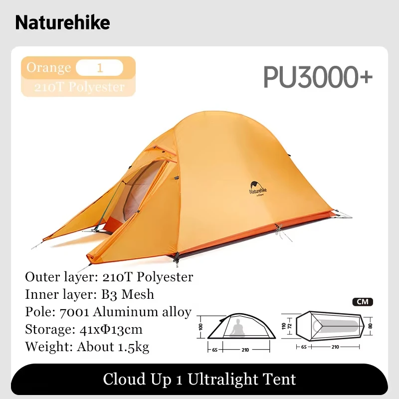 Naturehike ultralif Campingtent Cloud Up 1 opgewaardeerde tent 20D Pokemon pinata Nylon waterdichte fietsachtertent voor 1 personen
