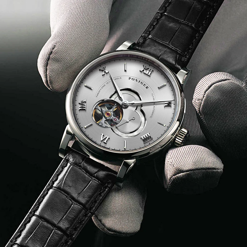 

PONIGER 41MM Automatic Mechanical Movement MIYOTA 821A Sapphire Crystal 50M Waterproof Stainless Steel Luminous Wristwatch P683