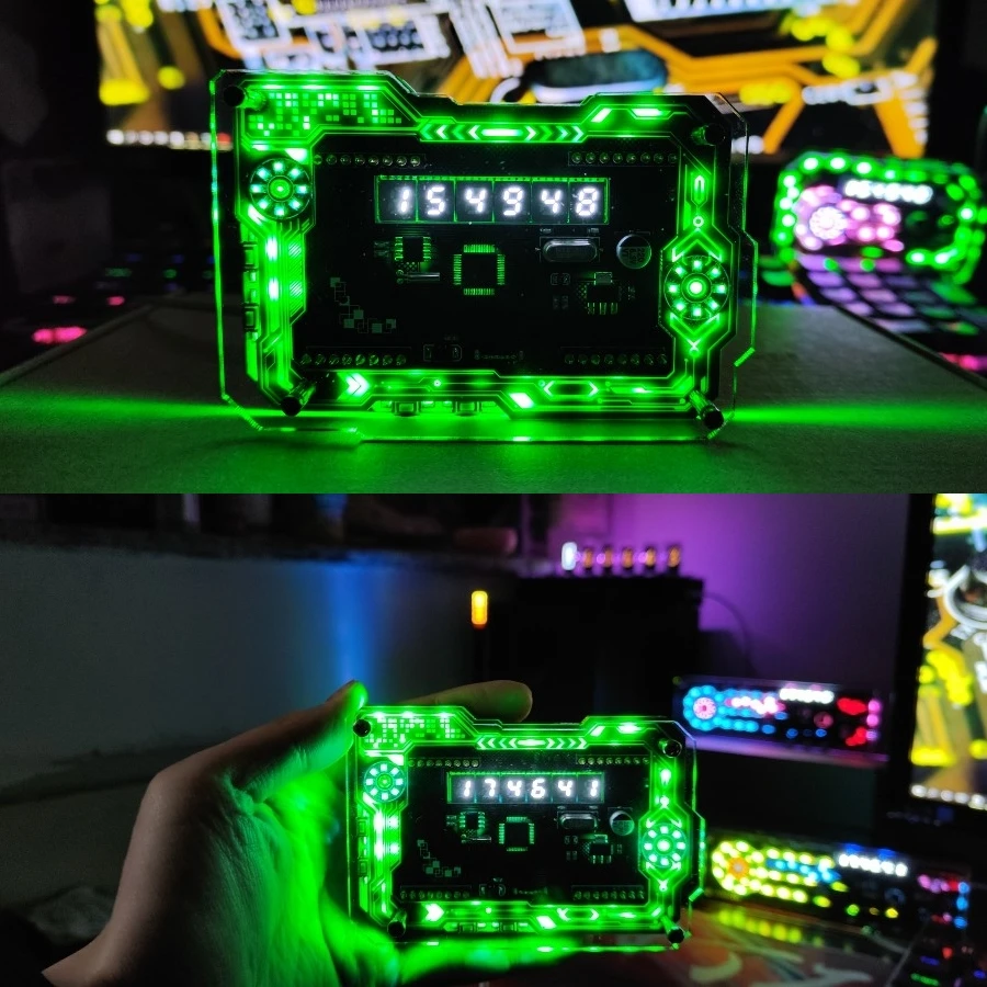 Imagem -05 - Cyberpunk Rgb Led Relógio Arte Senso de Tecnologia Gaming Atmosfera Sala Decoração Desktop Acessórios Presente Novo