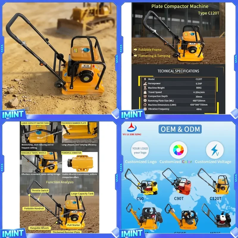 Hot Sale C120 Industrial Vibratory Plate Compactor Hand-pushed Soil Compactor for Foundation Work