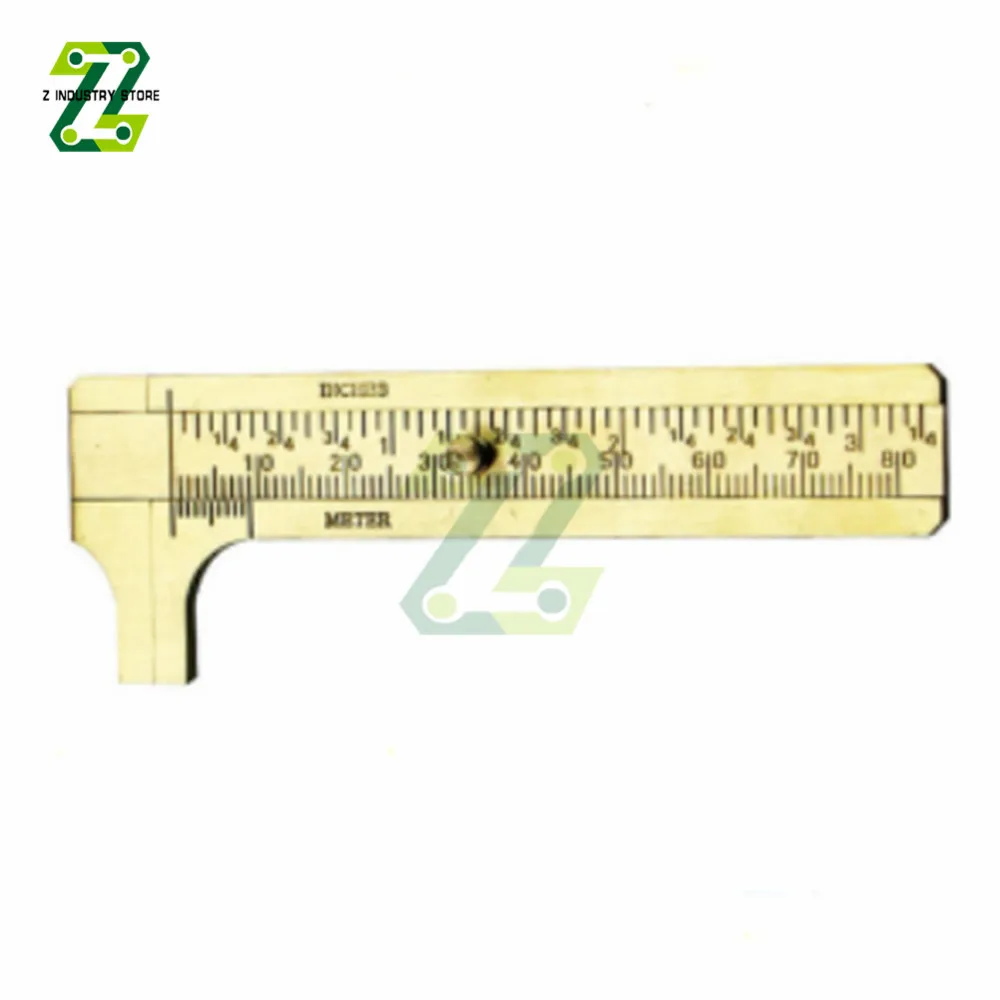 Mini Brass Scale 80mm Gauge Vernier Caliper Ruler Pocket Measuring Tool