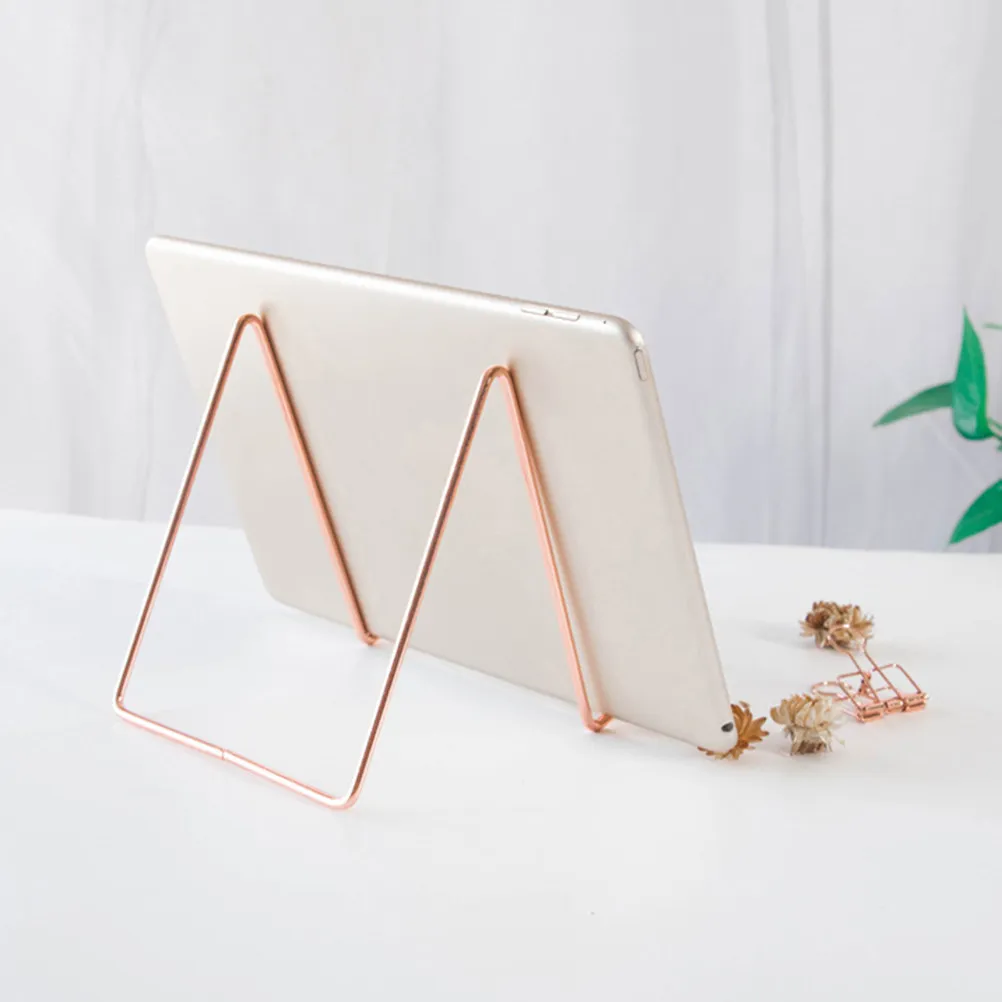 

Metal Book Holder Stand Tablet Supporter Rose Golden Electroplated Desktop Stand for Office Bedroom Sofa Kitchen Hands Free Use