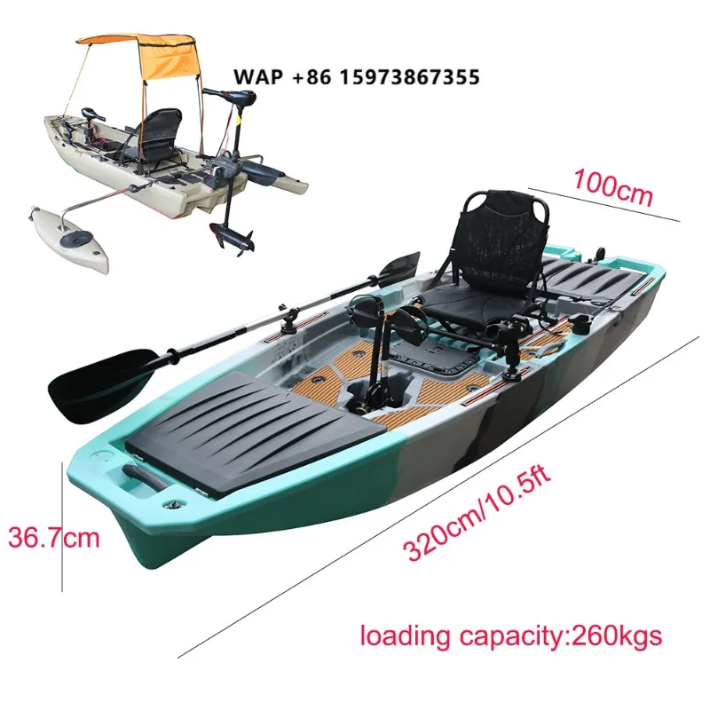 HDPE Fin Pedal Drive Electric Motorized Fishing Kayak 10.5FT Sit on Top One Person Ocean Use Pedal Drive Kayak New Rudder System