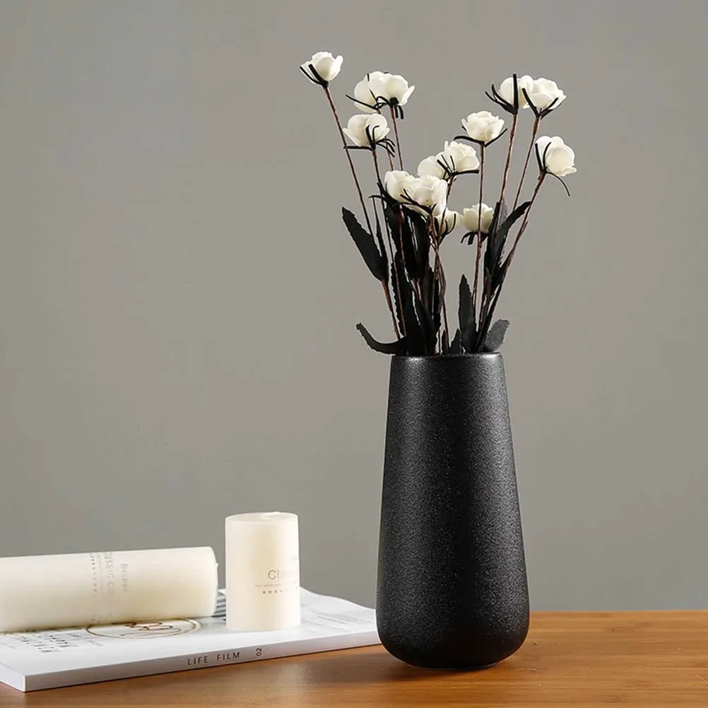 

Simple Style Ceramic Vase Size L Black Creative Floral Home Decoration White Ceramic Vase for Flower Arrangement