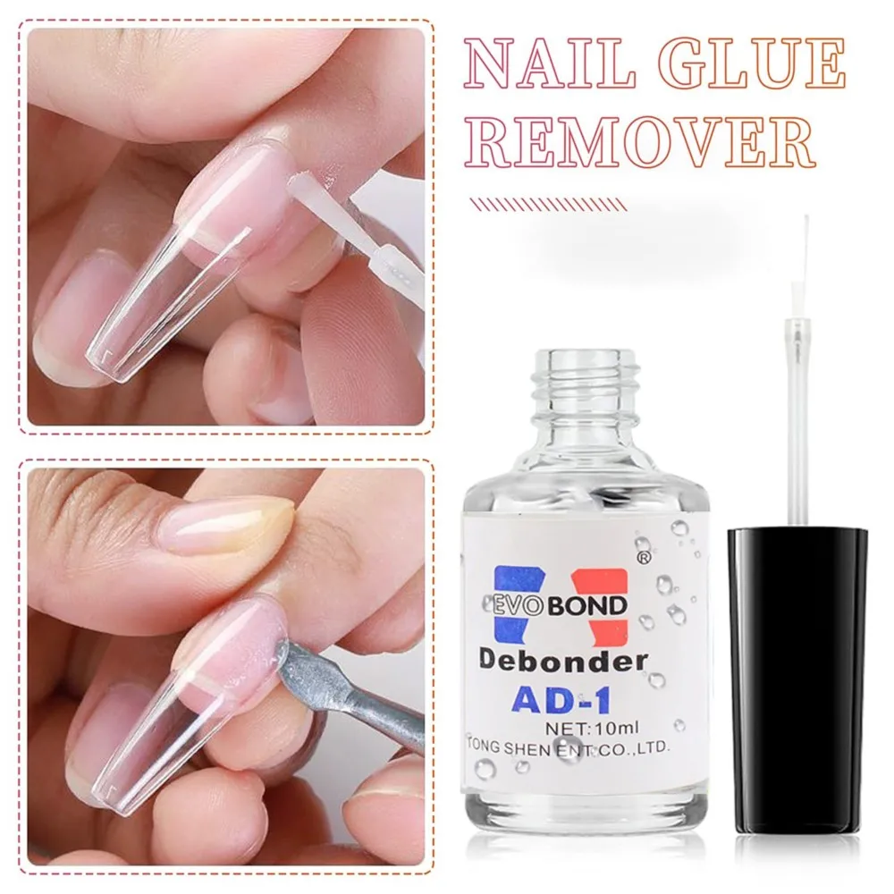 Cola Líquida De Dissolução Rápida Transparente Desengordurante, Dicas De Unhas Falsas, Removedor De Strass, Removedor De Esmalte, 10ml