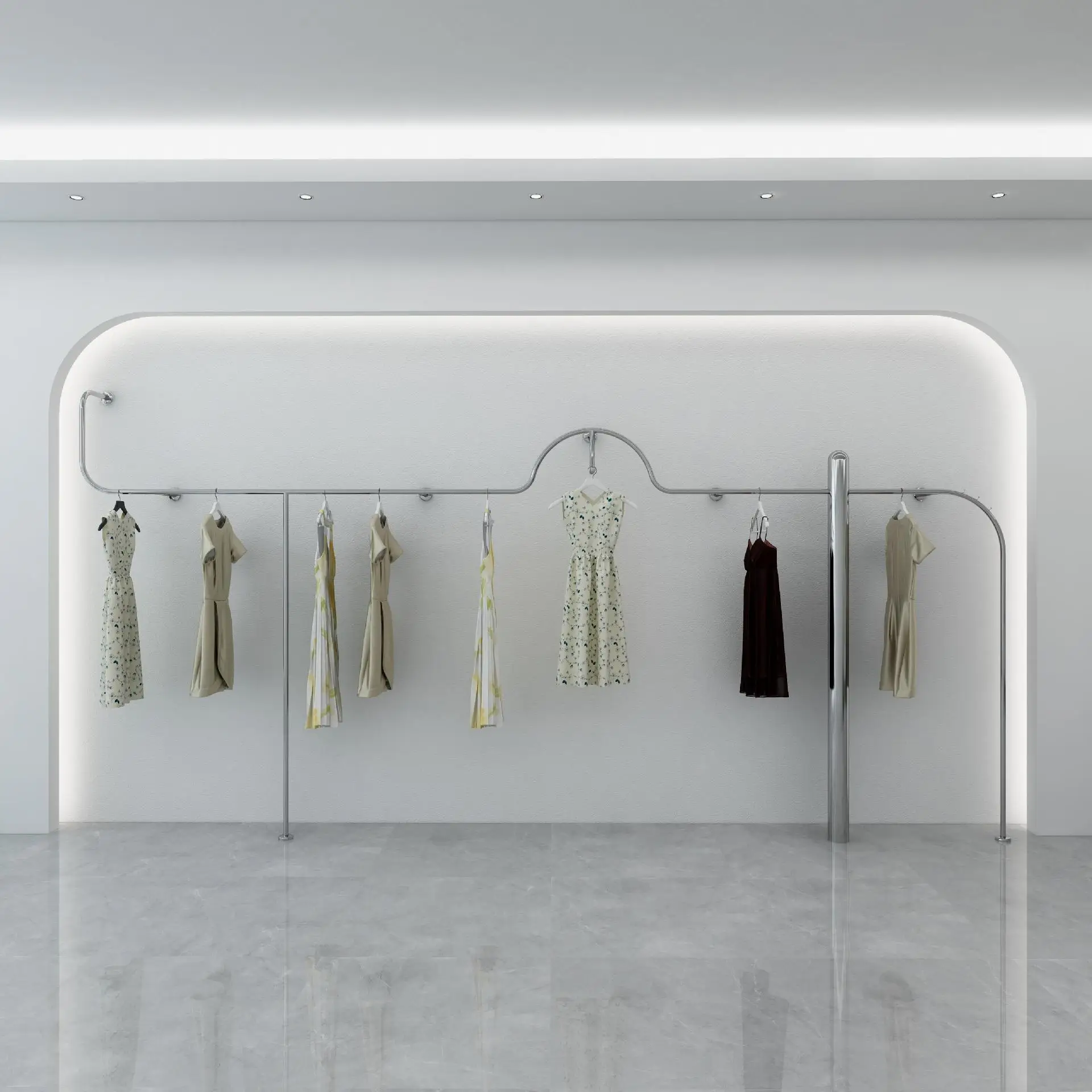 

Clothing store display rack Stainless steel upper wall display rack Special shelf for women's clothing store Hanging special-sha