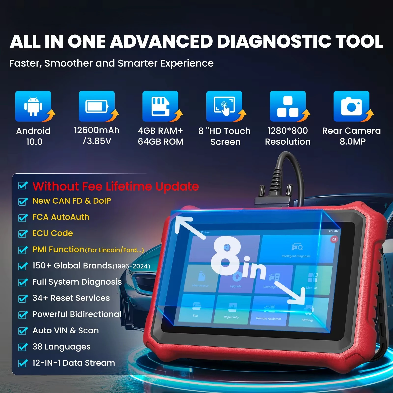 Elite Car OBD2 Diagnostic Tool with Bi-directional Control CANFD/DOIP V.A.G Guide