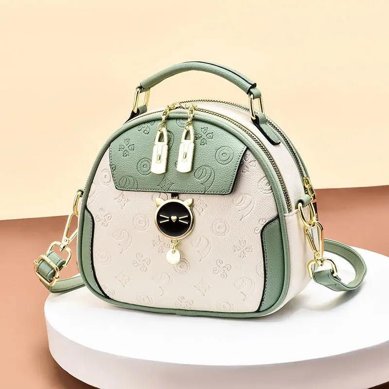 Fashion Clash Women's Shoulder Bag Korean Wide Shoulder Strap Girls Crossbody Simple Cute Girls Small Bag Round Metal Bag