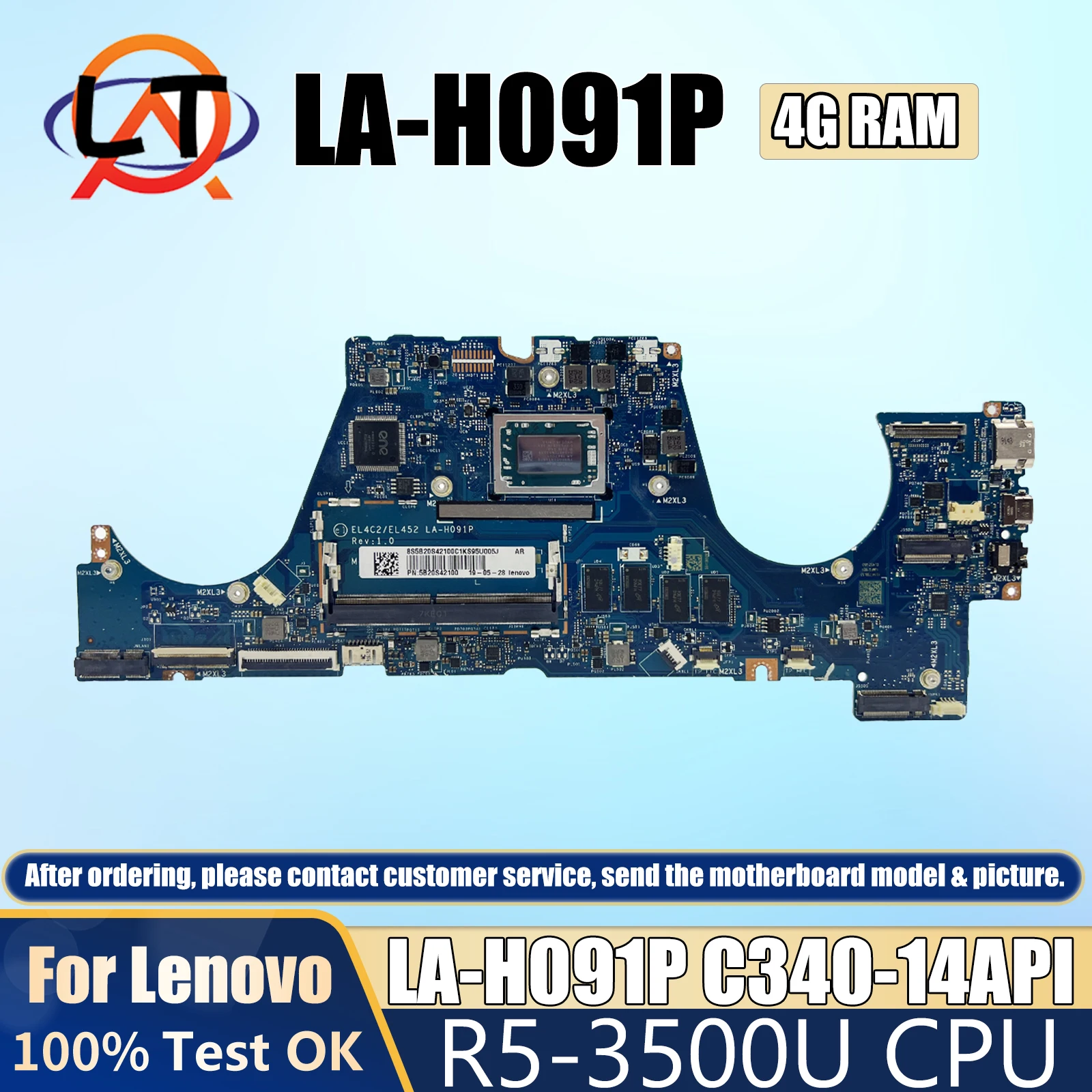 

LA-H091P 5B20S41878 Mainboard For Lenovo IdeaPad FLEX-14API S540-14API C340-14API EL4C2 EL452 Laptop Motherboard CPU R5-3500U 4G