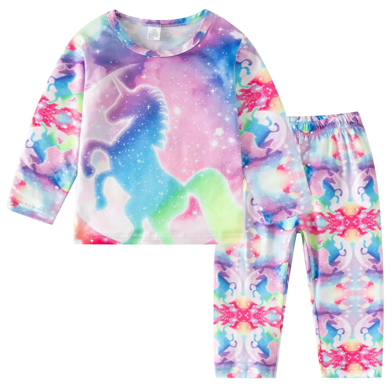 

Boys Girls Two-Piece Starry Sky Pajamas Set Cute Unicorn Long Sleeve Pullover Top+Pants For Kids Casual Sleepwear Cozy Home Wear