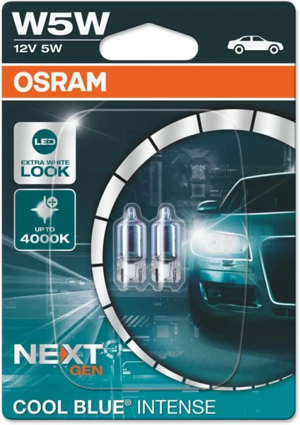 

Cool Blue Intense W5W, up to 4,000K, Halogen Signal lamp, Double Blister (2 Lamps), 2825HCBN-02B
