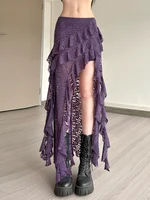 Nibber-faldas con borlas para mujer, dobladillo Irregular, volantes multicapa, encaje de retales, tendencia dulce de verano, pantalones ajustados y versátiles para uso diario