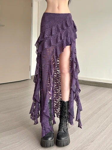 Nibber-faldas con borlas para mujer, dobladillo Irregular, volantes multicapa, encaje de retales, tendencia dulce de verano, pantalones ajustados y versátiles para uso diario