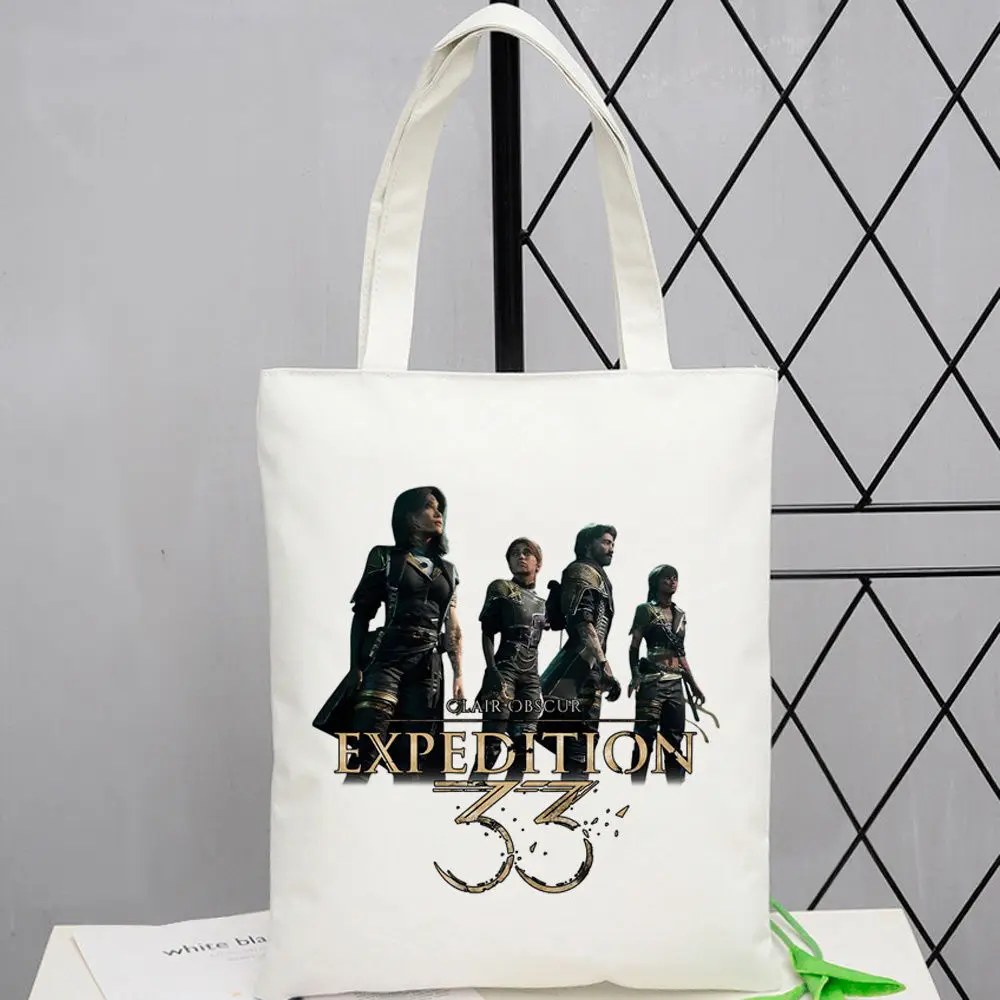 Clair Obscur Expedition 33 Canvas Tote Bags Eco Friendly Personalized Handmade Digital Print Shopping Bag Rustic Charm