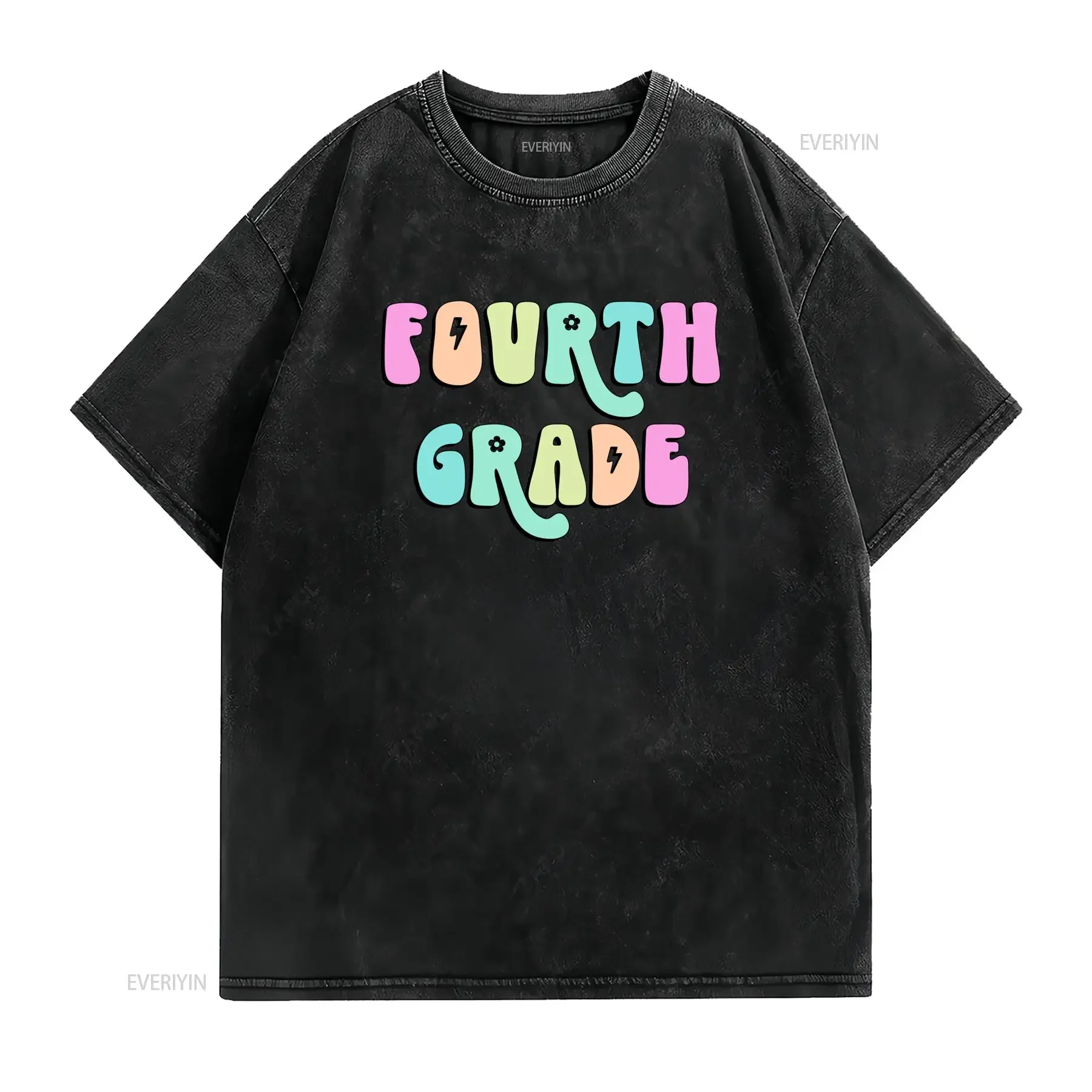 Groovy Retro Fourth Grade Colorful Print Back To School Casual T Shirt vintage Washed streetwear graphic Stylish