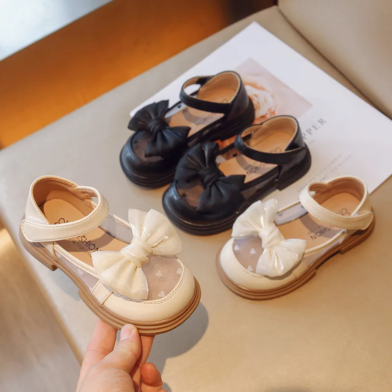 New Summer Girls Mesh Bun Princess Casual Sandals Children Soft-Soled Non-Slip Mary Jane Shoes Students Baby Loafers Kids Casual