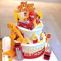 Fire Truck Fireman Cake Topper Birthday Decoration Firefighter Hero Theme Cake Topper Birthday Party Kid Gifts Cake Decoratings