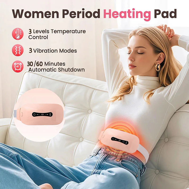 

Electric Menstrual Heating Belt Vibrating Wireless Rechargeable USB Menstrual Period Cramp Pain Relief Menstrual Heating Belt