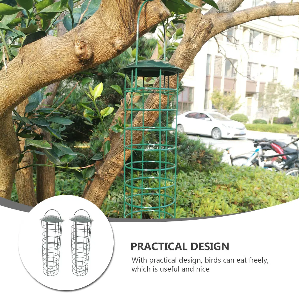 

2pcs Bird Feeder Hanging Feeders Green Durable Reusable Outdoor Squirrel Birds Food Container Parrot Tool Garden
