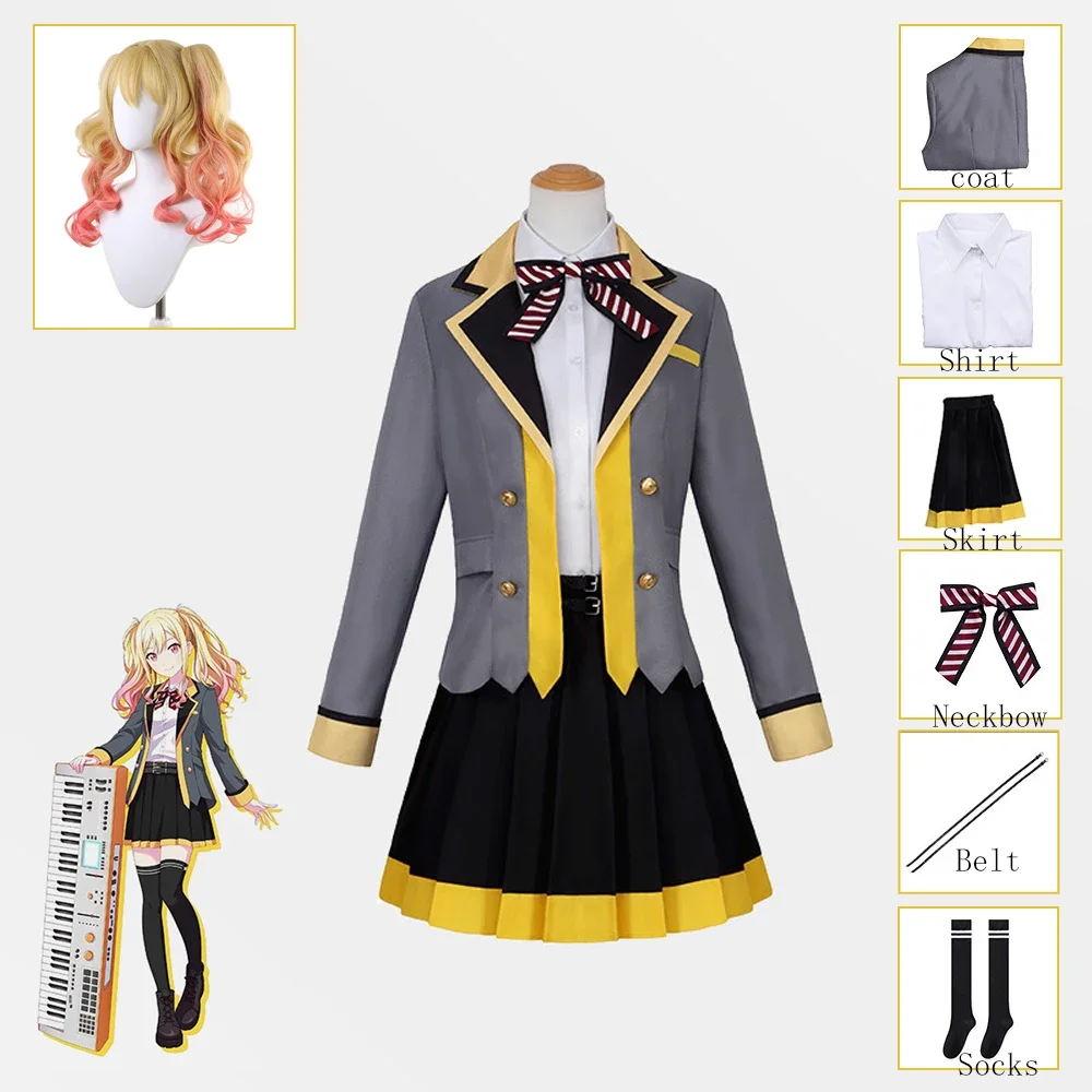 S-3XL Tenma Saki Cosplay School Outfit Wig Anime Pjsk Colorful Stage Costume Halloween Party Outifts for Women