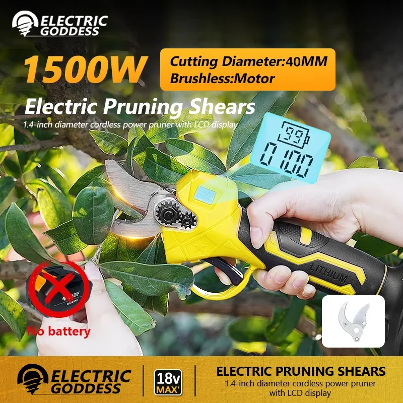 

Electric Goddess Brushless Electric Pruning Shears Pruner Cordless Electric Garden Scissors Fruit Tree For 18V Makita Battery