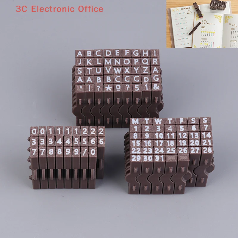 [3SC] Alphabet Numbering Connected Stamp Rubber Stamp Consolidated Numbers Stamp Perpetual Calendar