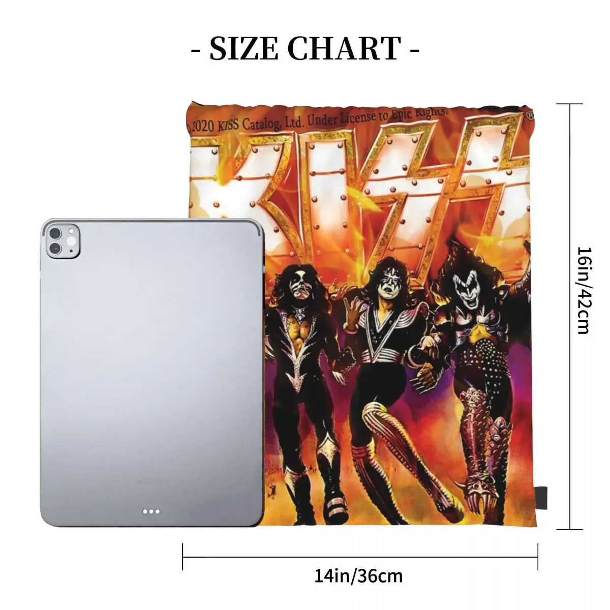 Kiss The Band- Rock Band Hard Rock Kiss Army Destroyer Backpack Portable Drawstring Bags Drawstring Bundle Pocket Storage Bag