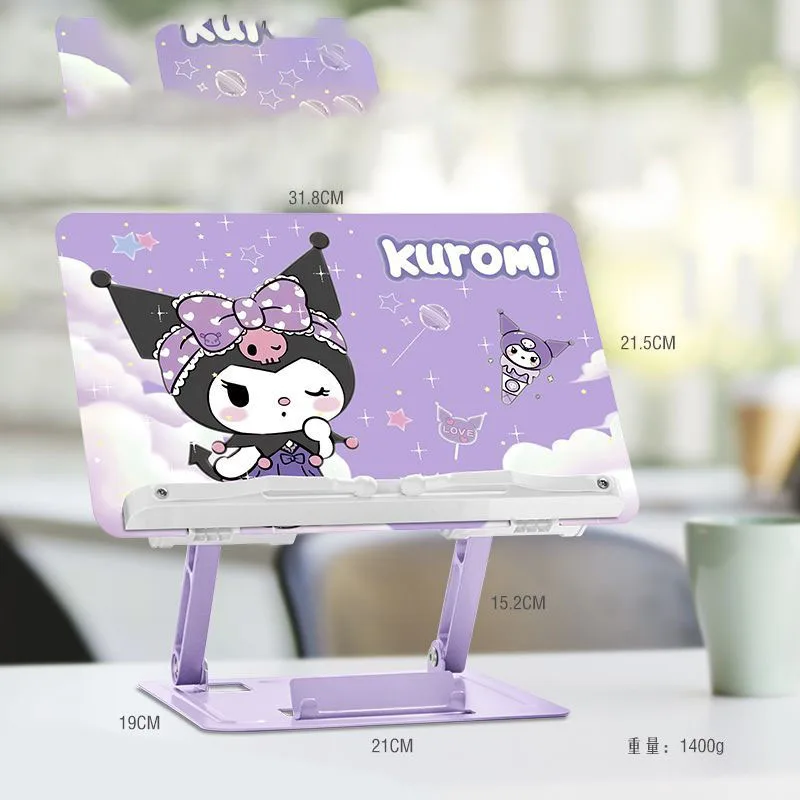 

Sanrio My Melody Kuromi Cinnamoroll Pochacco Adjustable Book Stand Non-Slip 180° Rotating Metal Reading Holder for Book Tablet