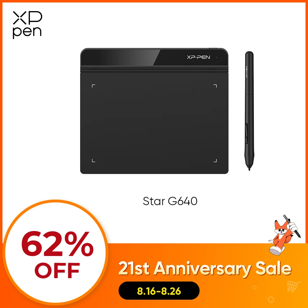 Tablet Gráfico XPPen Star G640 Versão B, Tablet Digital de Desenho de 6 Polegadas para Jogos OSU, Arte, Educação Online, Reuniões, 8192 Níveis