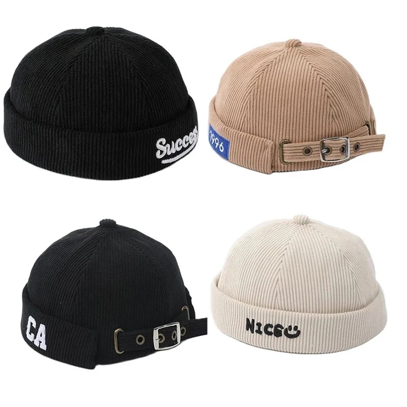 Doitbest Boy Kids Docker Cap Brimless Hat na jesień, dla dziewczyny czapki Beanie CA ładne litery sztruks dziecko właściciel Sailor Melon czapki