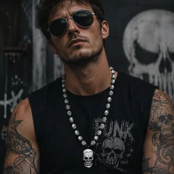 FX802 Hot Imitation bone necklace non-mainstream man sautoir skull beaded necklace Europe United States hip hop pendant necklace