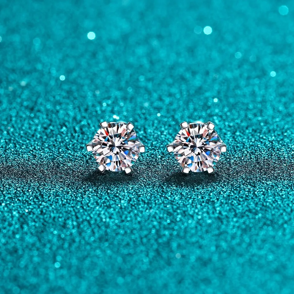 Women's Moissanite Screw Stud Earrings, 925 Sterling Silver