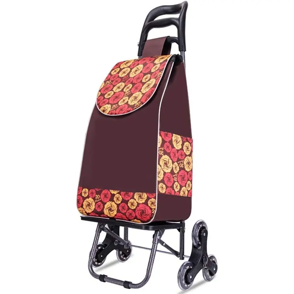 

Lightweight Collapsible Shopping Trolley with Crystal Wheels - 110 lbs Capacity, Brown