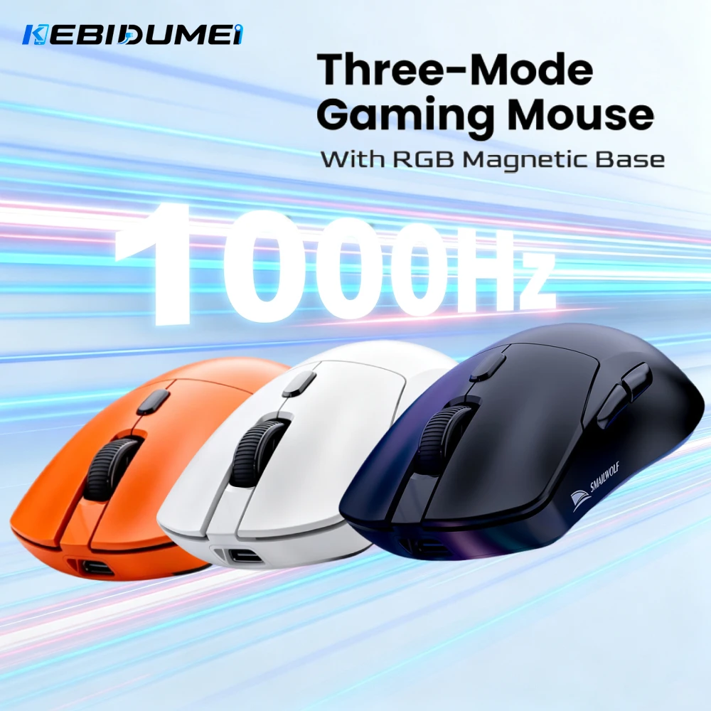 KEBIDUMEI Tri-Mode Kabellose Gaming-Maus 12000 DPI 1000Hz PC-Gaming-Maus RGB PC Magnetische Ladedock-Maus für PC Laptop Gamer