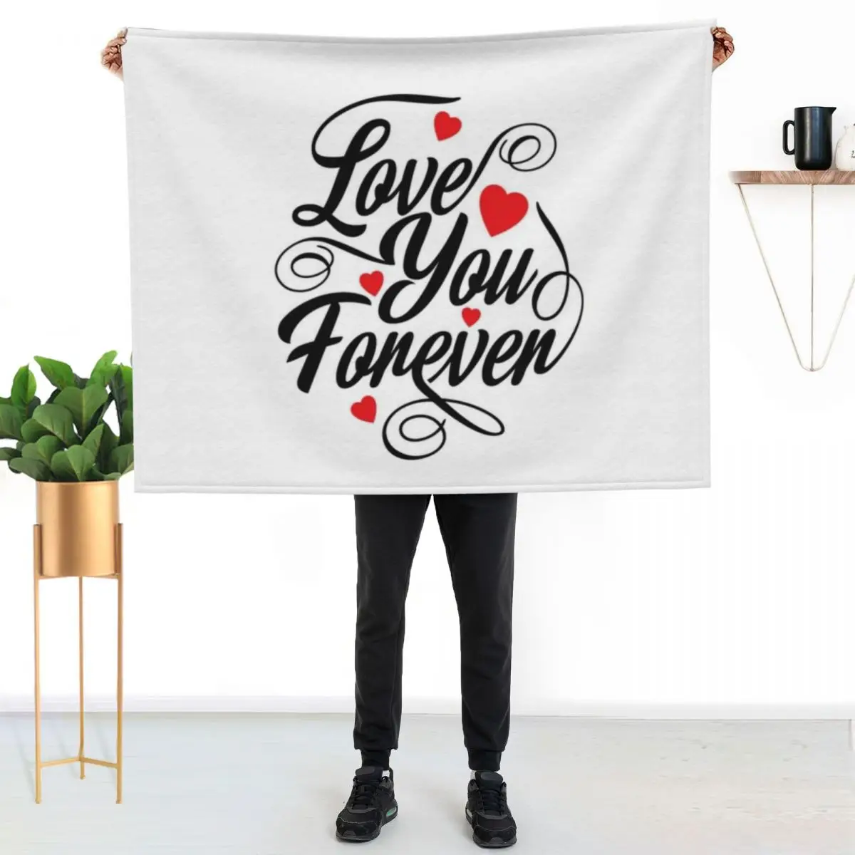 

I Love you Forever Throw Blanket Modern Design Soft Blanket for Home Decor