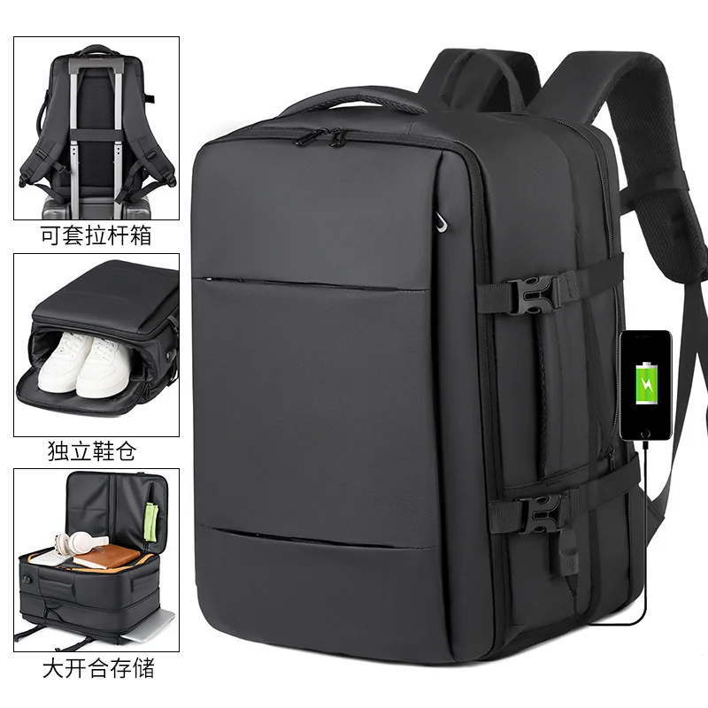 

Business Men's Computer Bag Multifunctional Expansion Large Capacity Backpack Short Business Trip Shoes Warehouse Backpack PC Le