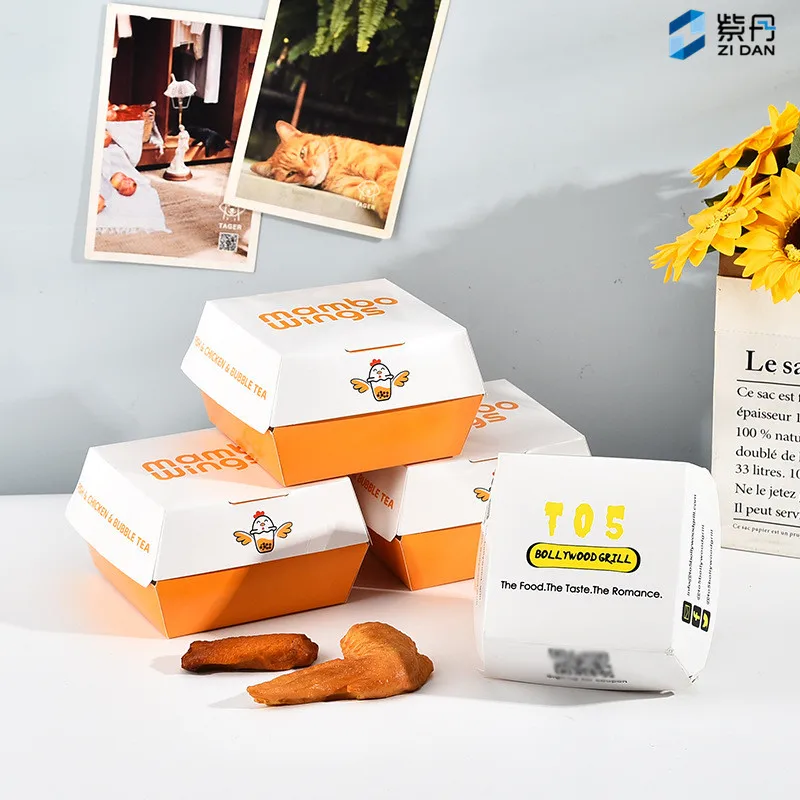 Customized productDisposable Foldable Custom Printed Cardboard Paper Burger Box For Fast Food,Disinfected Sanitary Hamburger Box