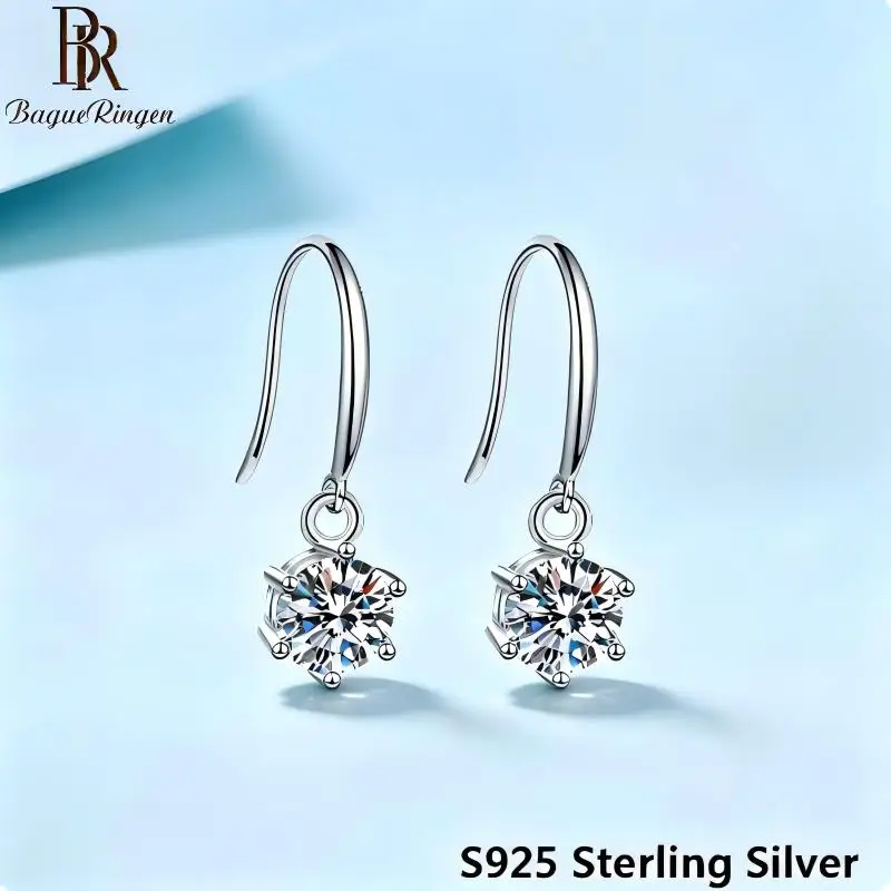 BR 5mm Trendy Simple Zircon Drop Earrings  Elegant Six-Prong Design Versatile Daily & Office Wear Perfect Gift Choice