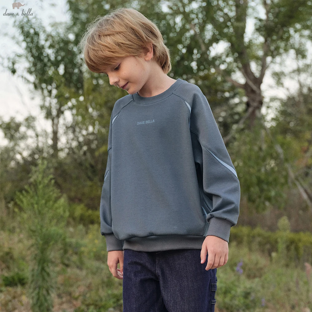 

Dave Bella Boys Long Sleeve Sweatshirt Tops Kids Autumn Spring Knitted Pullover Tops Cotton Casual Outdoor Clothes DK1260552