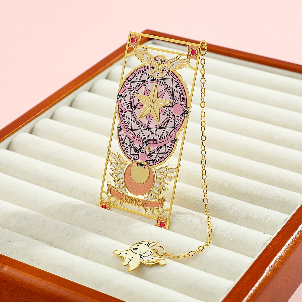 Anime Sakura Bookmark Card-Captor Classic Cartoon Fans Collection Exquisite Metal Bookmark Page Marker Tools for Sakura Fans.