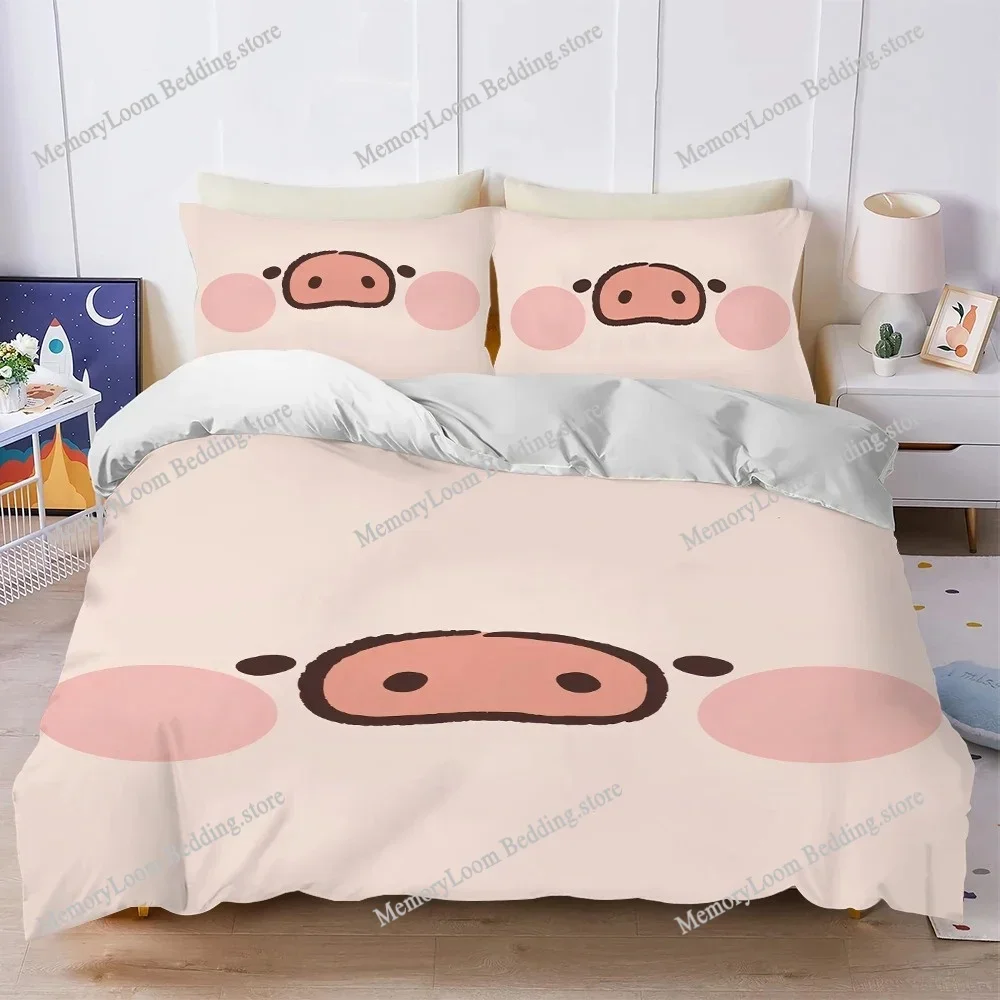 

Cartoon L-Lulu The Piggy Duvet Cover Set Home Style Bedding Soft Laundry Cotton Bed Four Seasons Student Dormitory Luxury Gift74