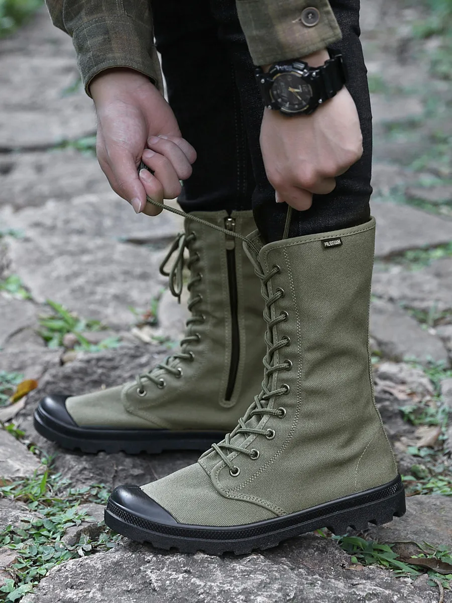 

Outdoor Desert High-Top Boots Men's Work oes Tongue-Inteated Canvas Breathable Anti-Piercing Labor Protection oes