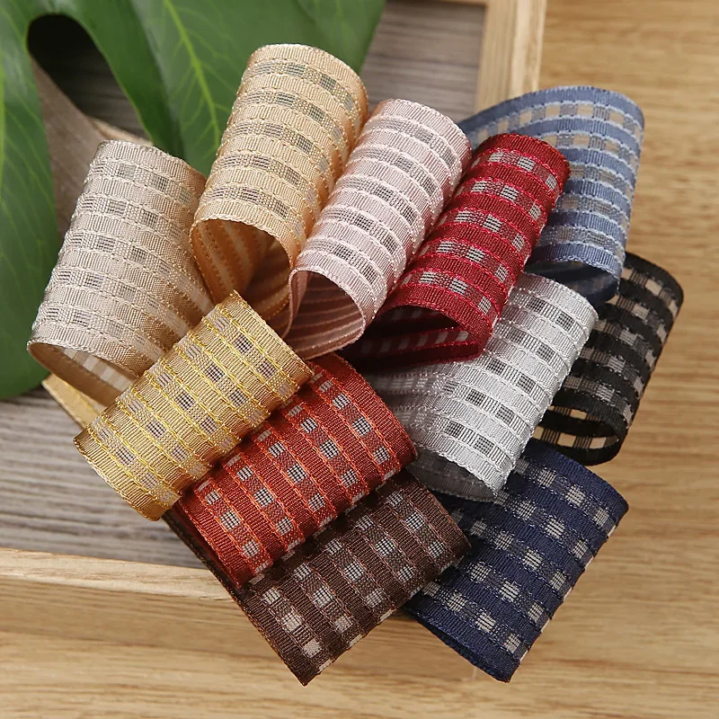 

Kewgarden 1" 1.5" 25mm 40mm Plaid Organza Ribbon DIY Hair Bow Accessories Handmade Crafts Make Gift Packing Materials 10 Yards