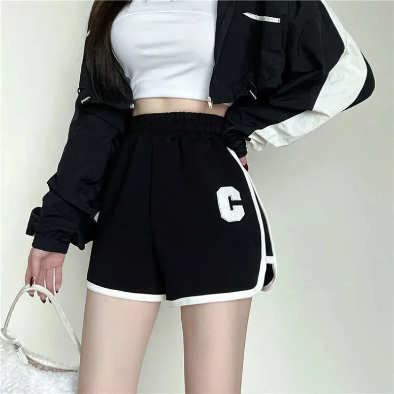 A-line Shorts Women's Summer New Contrast Thin Striped Patchwork High Waist Loose Casual Sports Hot Pants Fashion Trend Clothing