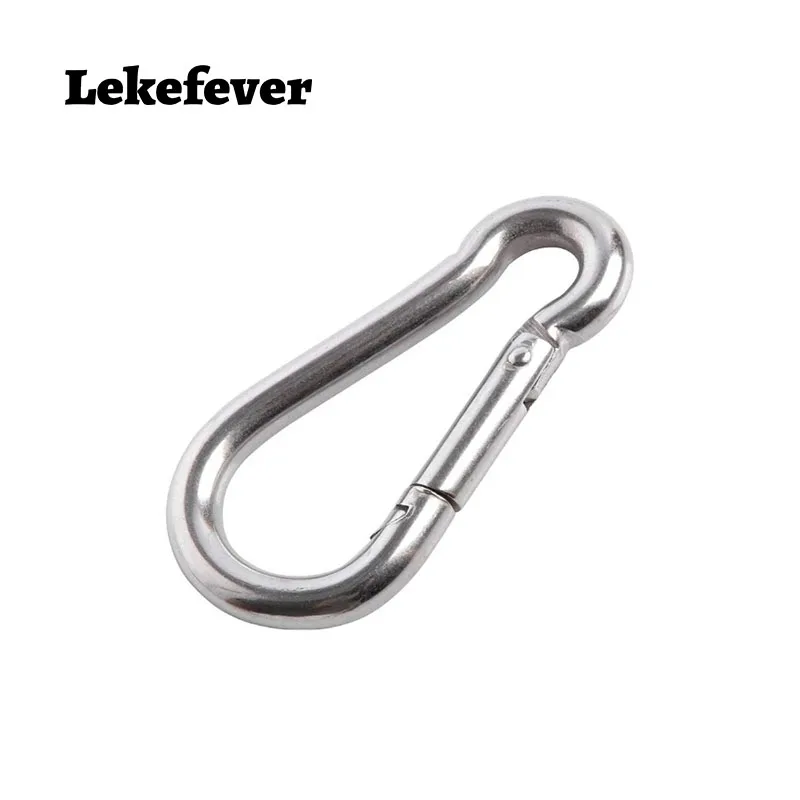 5pcs 304 Stainless Steel Spring Keychain Dog Buckle Carabiner Outdoor Camping Quick connect ring  Safety hooks M4M5M6M8M10