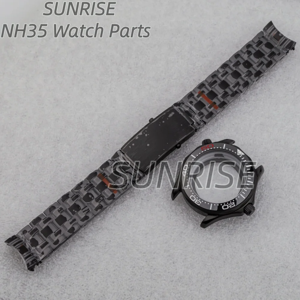 عالية الجودة 41 مللي متر وعاء من الستانليس ستيل الأسود ساعة حزام مقاومة للماء ل Nh35 Nh36 الحركة التلقائية الهاتفي ساماستر 300 #3