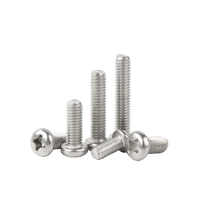5/16-18 10#-32 12#-24 00#-90 1/4-20 Round Pan Head Cross Machine Screw Button Head Cap Cross Bolt 304 Stainless Steel