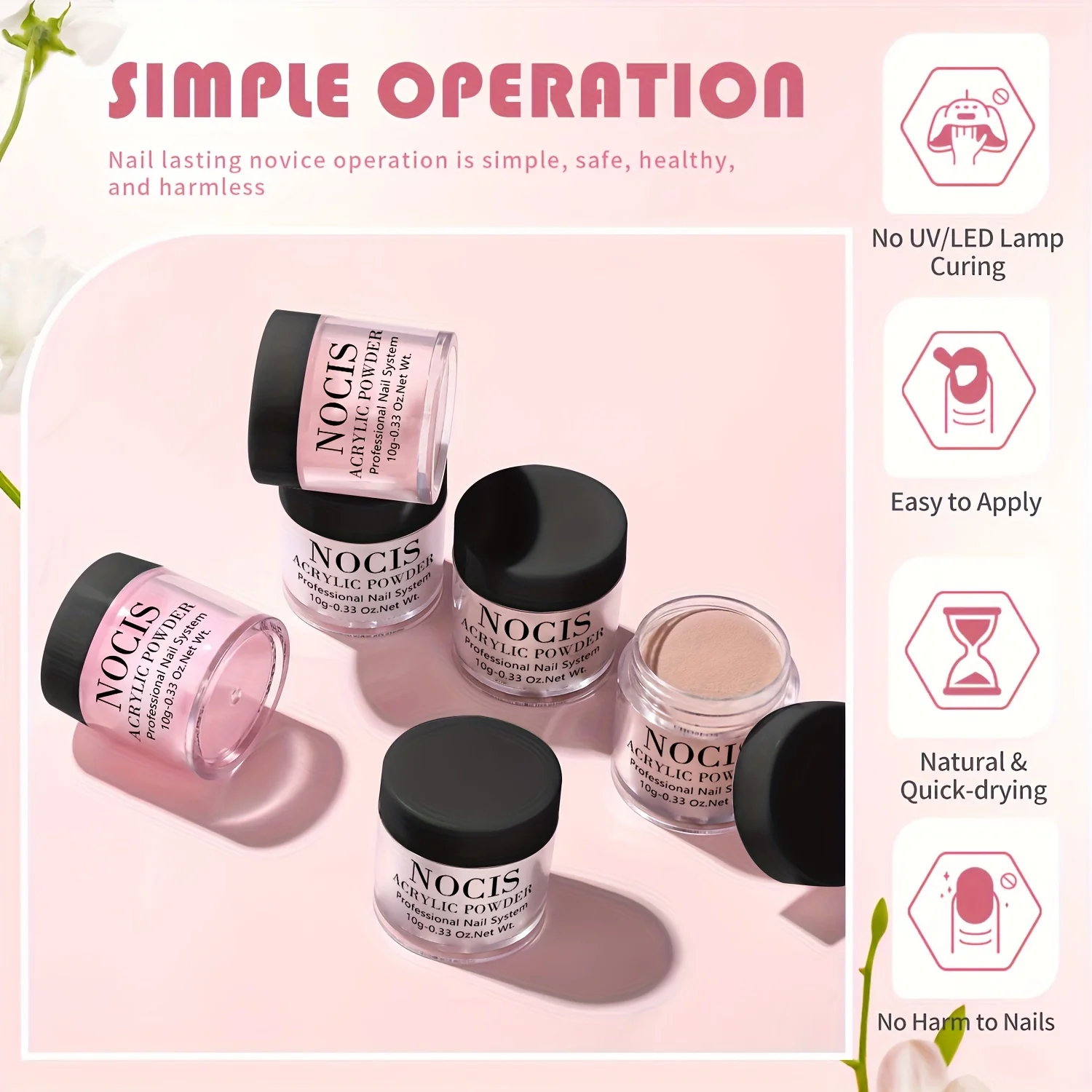 Set per unghie in acrilico: polvere nuda rosa trasparente, soluzione non ingiallimenta, detergente per pennelli e strumenti professionali per nail art per Salo