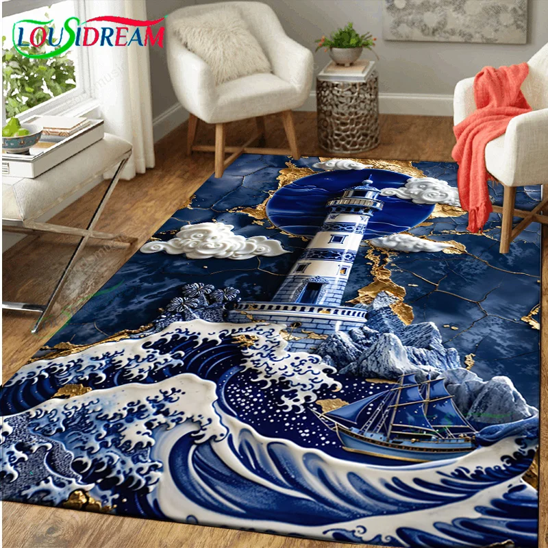 

Gold Hope at Sea Art Porcelain Entrance Carpets for Kitchen Floor Bedroom Rugs Home Decor Decoration Doormat Outdoor Room Foot