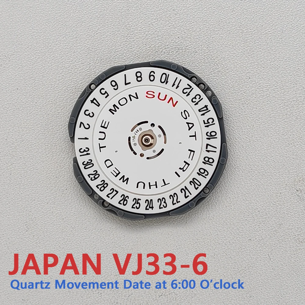 New VJ33-6 Quartz Movement Battery-powered 6H Day-Date Function Japan VJ33-6H Modification Watch Replace Mechanism Parts VJ33